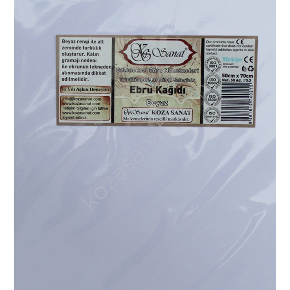 Ebru Kağıdı Beyaz 50 cm x 70 cm 50'lü